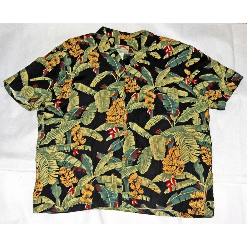 Paradise Found Men's Hawaiian Banana Plant Trees Aloha Honolulu‎ Shirt Size 2XL